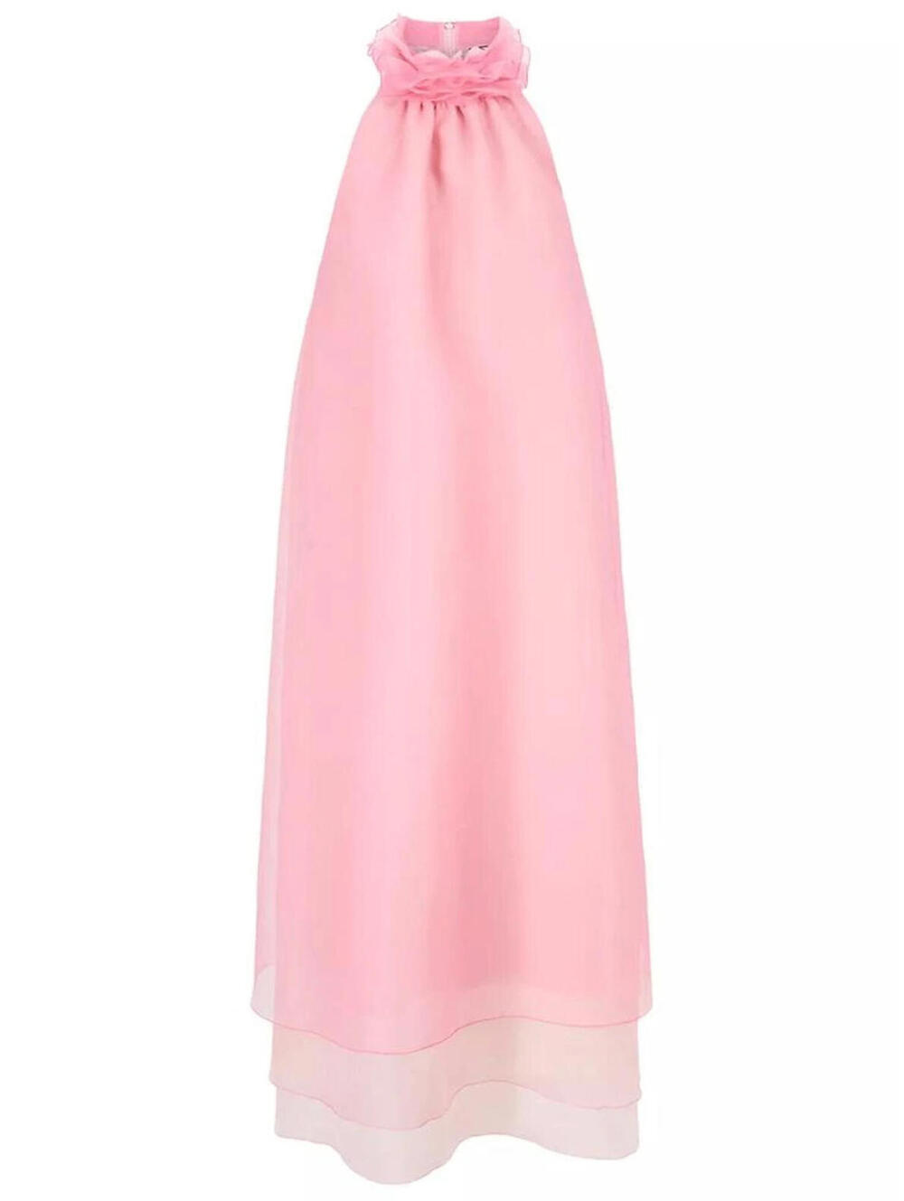 NWT Staud Organza Oleander Pink Ruffle Runway Maxi Dress Gown Sz Small